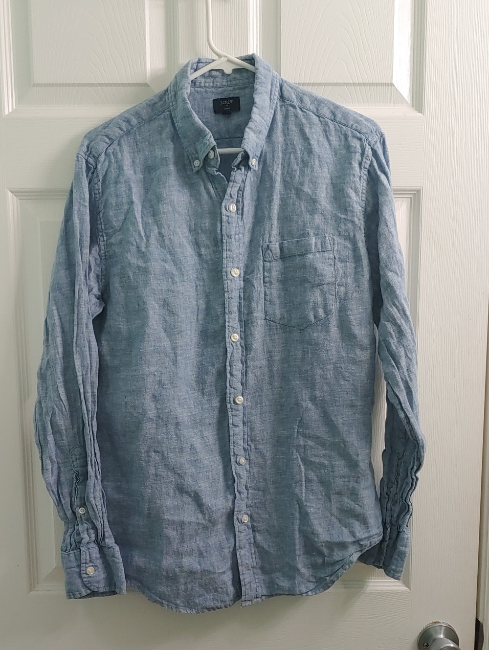 J. Crew Linen Chambray Shirt Men's M Light Blue Button Down